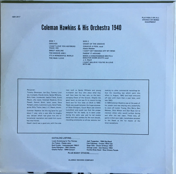 Coleman Hawkins & His Orchestra 1940