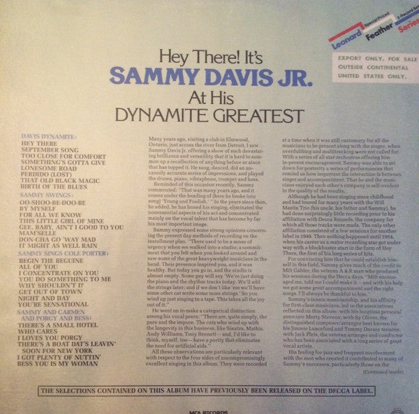 Hey There! It's Sammy Davis Jr. At His Dynamite Greatest