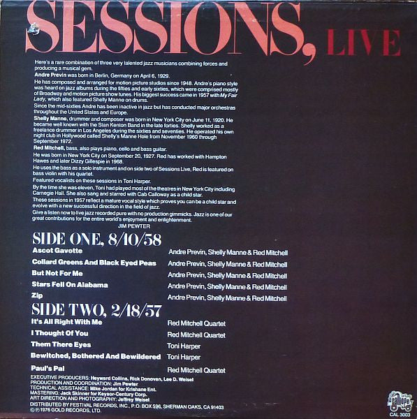 Sessions, Live