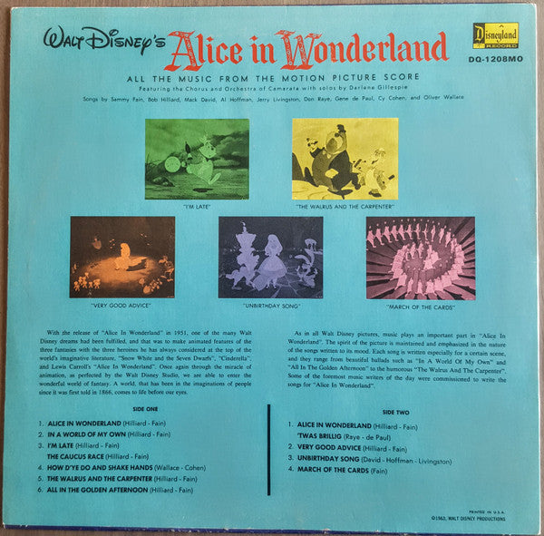 All The Songs From Walt Disney's Alice In Wonderland