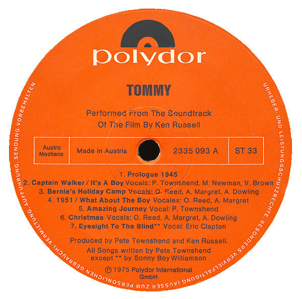 Tommy The Movie Original Soundtrack Recording