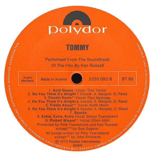 Tommy The Movie Original Soundtrack Recording