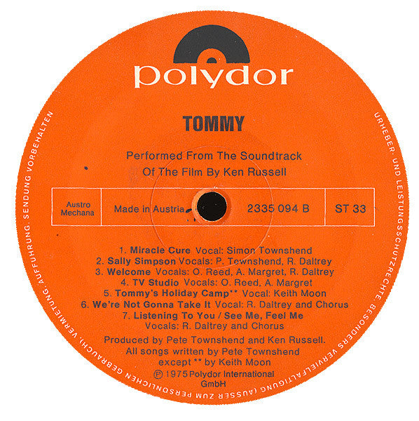 Tommy The Movie Original Soundtrack Recording