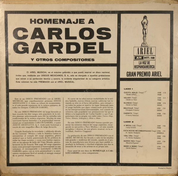 Homenaje A Carlos Gardel Y Otros Compositores